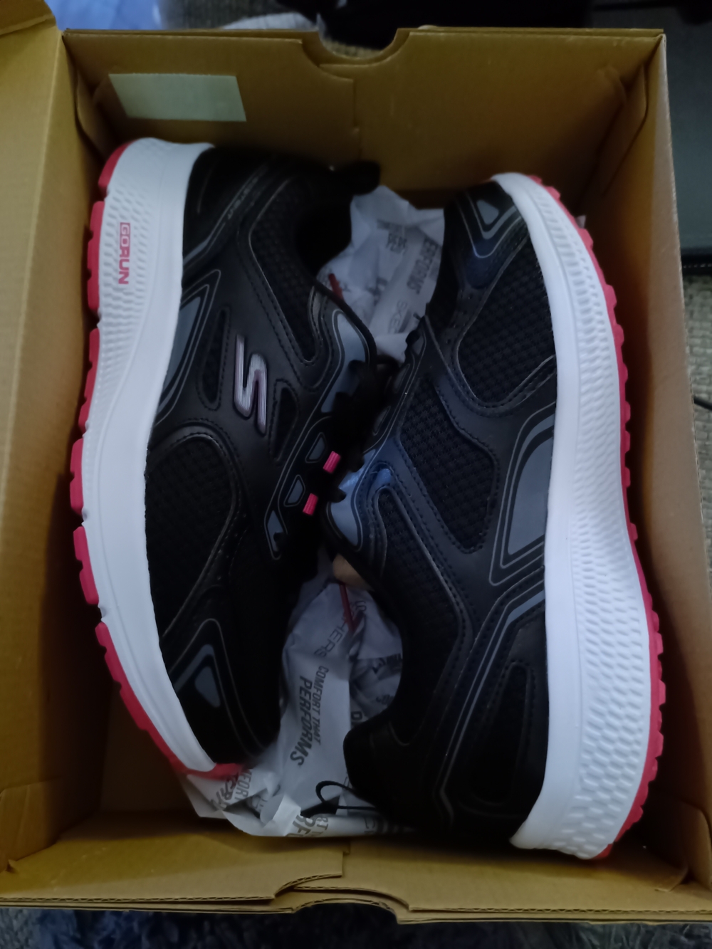 Skechers Black and Pink Athletic Walking Sneakers
